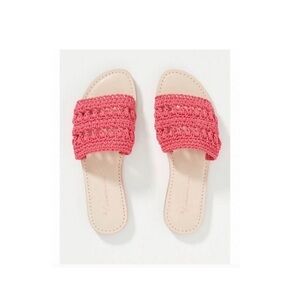 Anthropologie Crochet Slide Sandals.